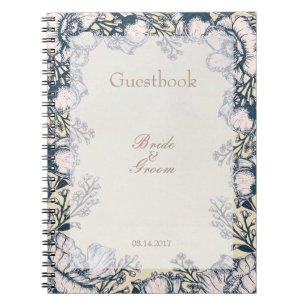 Rustik Vintage Flower Blommigt Bröllop gäst bok Anteckningsbok