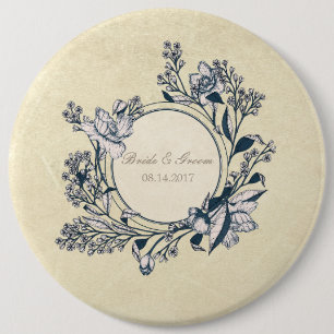 Rustik Vintage Flower Blommigt Bröllop Knapp