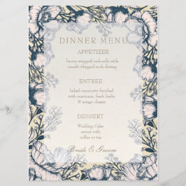 Rustik Vintage Flower Blommigt Bröllop Menu Meny