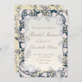 Rustik Vintage Flower Blommigt Bröllop Möhippa Inbjudningar