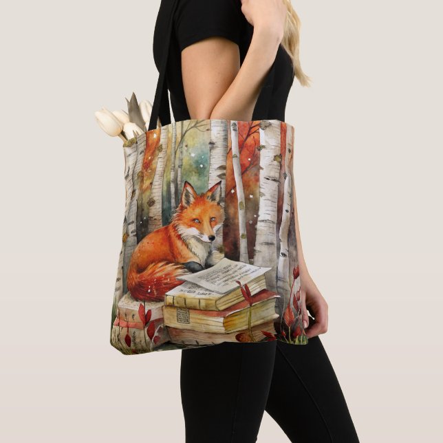 Rustik Vintage Fox Bokar Woodland hösten Tygkasse (Närbild)