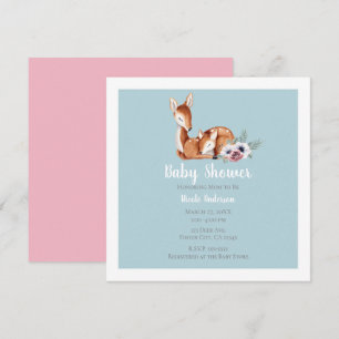 Rustik Vintage Hjort Skogs Blommig Baby Shower Inbjudningar