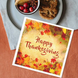 Rustik Vintage Höstlöv Glad Thanksgiving Pappersservett