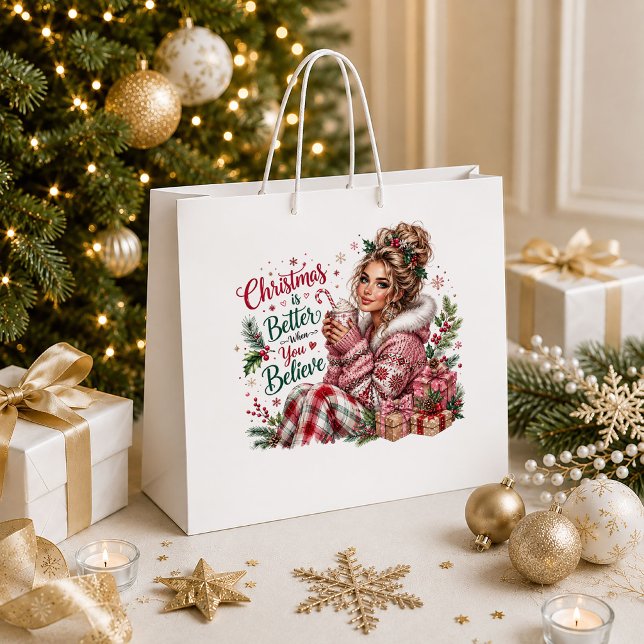 Rustik Vintage Jul Rosa Presentpåse (Rustic Vintage Christmas Red Green Holiday Gift Bag

)