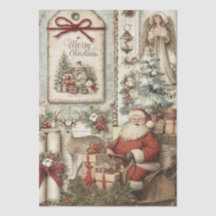 Rustik Vintage Julgubbe Collage Decoupage
