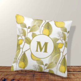 Rustik Vintage Lemon Träd Mönster Monogram Kudde
