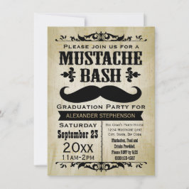 Rustik Vintage Mustache Bash-Studentfest Inbjudningar