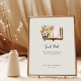 Rustik Vintage Neutral Bröllop Gästboksskylt Poster