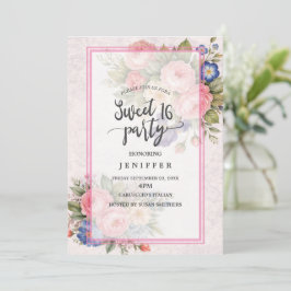 Rustik Vintage Personlig Blommig Rosdesign Inbjudningar