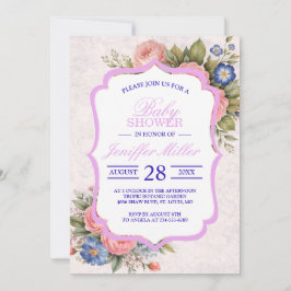 Rustik Vintage Personlig Blommig Rosdesign Inbjudningar