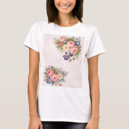 Rustik Vintage Personlig Blommig Rosdesign T Shirt