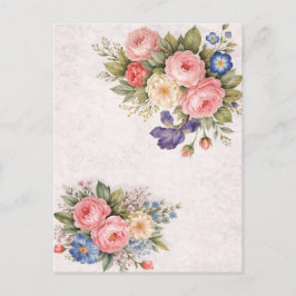 Rustik Vintage Personlig Blommig Rosdesign Vykort