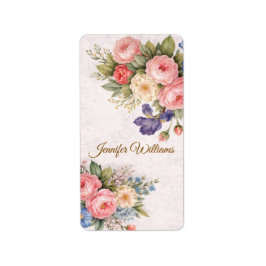 Rustik Vintage Personlig Blomster Ros Design Adressetikett