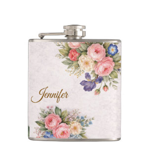 Rustik Vintage Personlig Blomster Ros Design Fickplunta