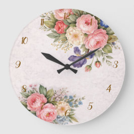 Rustik Vintage Personlig Blomster Ros Design Stor Klocka