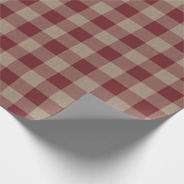 Rustik Vintage Red Buffalo Check Gift Presentpapper (Hörn)