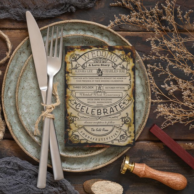 Rustik Vintage Renässans Medeltida Bröllopsbiljett Inbjudningar (Skapare uppladdad)