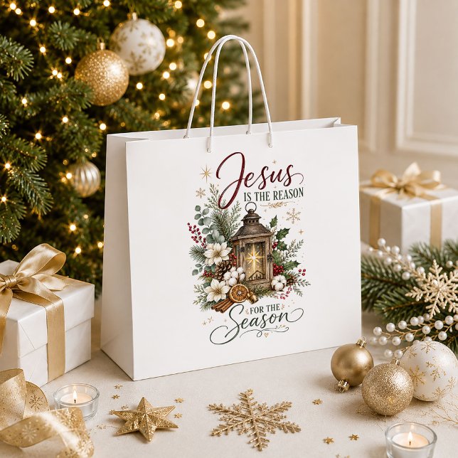 Rustik Vintage Röd Grön Julpresentpåse Stil (Rustic Vintage Red Green Christmas Gift Bag Style)