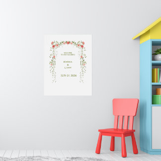 Rustik Vintage Rosenskära Blommig Båge Bröllop Poster