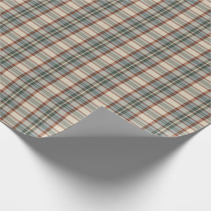 Rustik Vintage Rutigt Sagegrön Rost Crème Tartan Presentpapper
