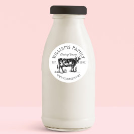 Rustik Vintage Sketch Farm Dairy Cow White Runt Klistermärke