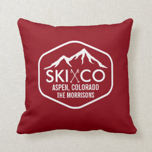 Rustik Vintage skidbacke & stavar Aspen Colorado Kudde