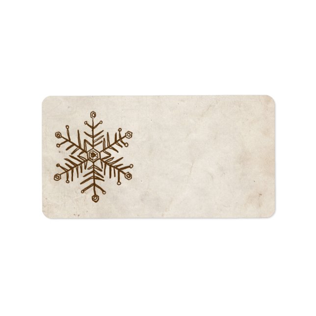 Rustik Vintage Snowflake Adressetikett (Framsidan)