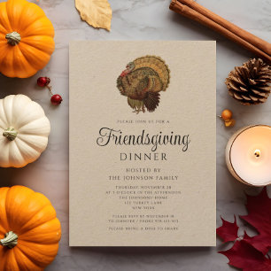 Rustik Vintage Turkiet Friendsgiving Middag Inbjudningar