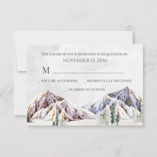 Rustik vinter bergsskog bröllop RSVP OSA Kort (Framsida)