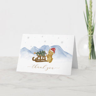 Rustik vinter fjäll släde björn baby shower tack kort