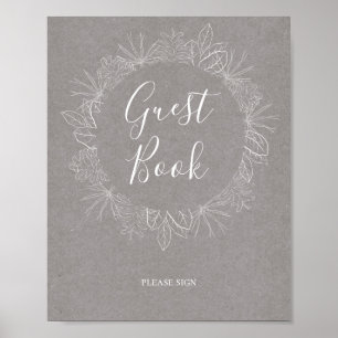Rustik Vinter   Grått Gästboksskrivbord Poster