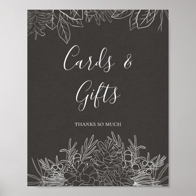 Rustik Vinter | Kol Kort och Gåvor Skylt (Framsidan)