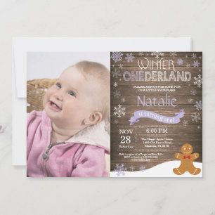 Rustik Vinter Onederland 1-års Födelsedagsinbjudan Inbjudningar