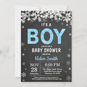 Rustik vinter pojke baby shower inbjudan