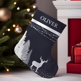 Rustik vinter skogs hjort Personlig monogram Liten Julstrumpa