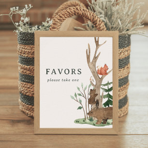 Rustik vinter skogsbarn Shower Favor Tecken Poster