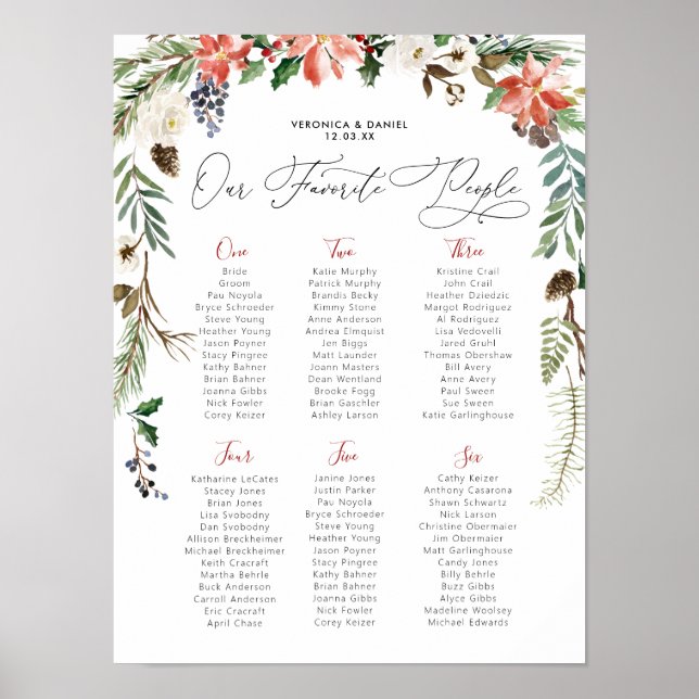 Rustik vinterblomma | Bordsplacering för bröllop Poster (Framsidan)
