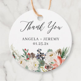 Rustik Vinterblomma Julbär Tack Gåvor Etiketter