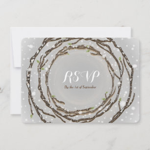 Rustik Vinterbröllopsgrenar RSVP-kort Inbjudningar