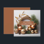 Rustik vintergrön och träd krans julkort<br><div class="desc">En elegant modern festlig vintergrön julkrans gjord av vintergrönt och trä,  med rustika boho-dekorationer och tallkottar.</div>