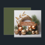 Rustik vintergrön och träkrans julkort<br><div class="desc">En elegant modern festlig vintergrön julkrans gjord av vintergrönt och trä,  med rustika boho-dekorationer och kottar.</div>