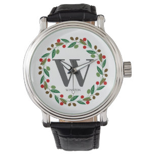 Rustik Vinterjul Monogram Initial andedräkt Armbandsur