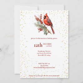 Rustik Vinterkardinal med Vattenfärg och Julargren Julkort