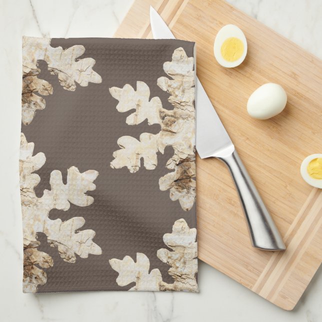 Rustik vintersnösnöbrun, brunt vitt kökshandduk (Vikt i Fjärdedel)