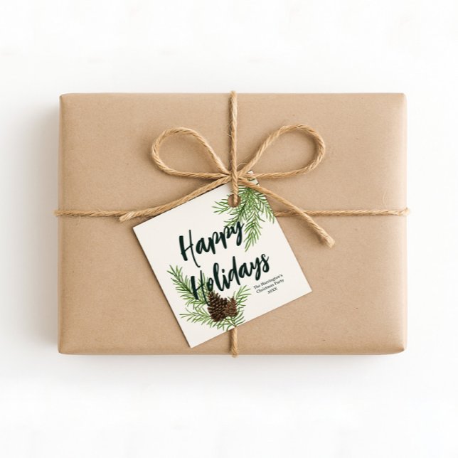 Rustik vintertall Kott Glad jul Elfenben Gåvor Etiketter (Skapare uppladdad)