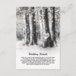 Rustik vinterträd & strängljus bröllopsdetaljer tilläggskort