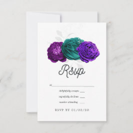 Rustik Violett och Turkos Blommig Bröllop OSA Kort