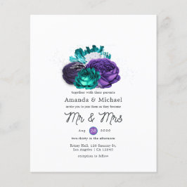 Rustik Violett och Turkos Blommig Bröllopsinbjudan Flygblad