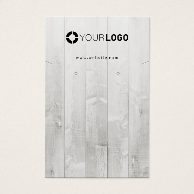 Rustik, vit anpassningsbar, visning för logotyp av visitkort (Framsida)