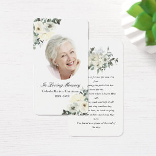 Rustik, vit Blommigt, fotopatal, bönekort Visitkort